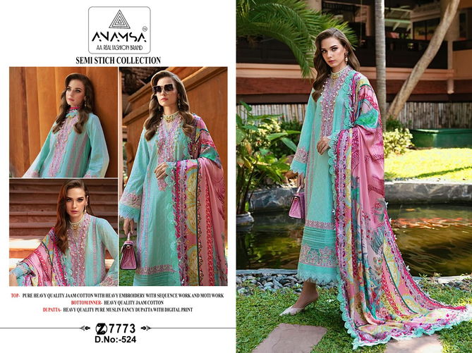 Anamsa 524 Jam Cotton Embroidery Pakistani Suit Suppliers In India